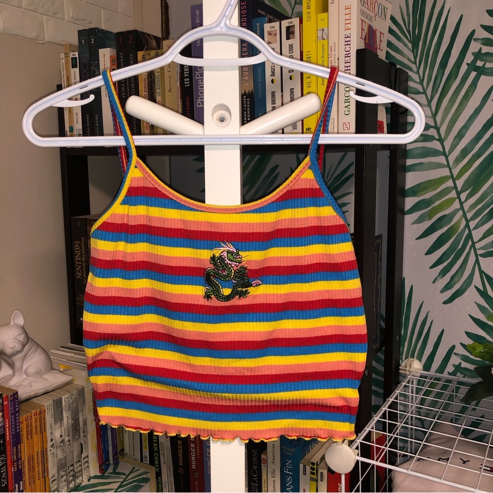 SHEIN | Cropped Cami With Embroidered Dragon | Multicolour